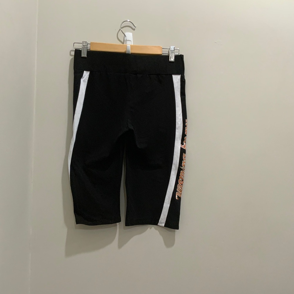 Harley-Davidson Womens Biker Shorts Black White Stripe Logo HDB201BK1 Size S/M